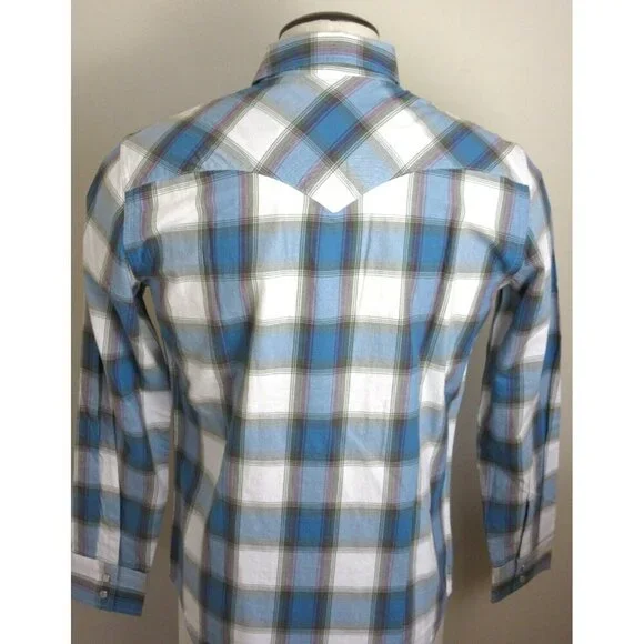 Levi's Men's The Western Snap Front Plaid Blue Purple Cotton Shirt Classic NWT - Picture 7 of 8